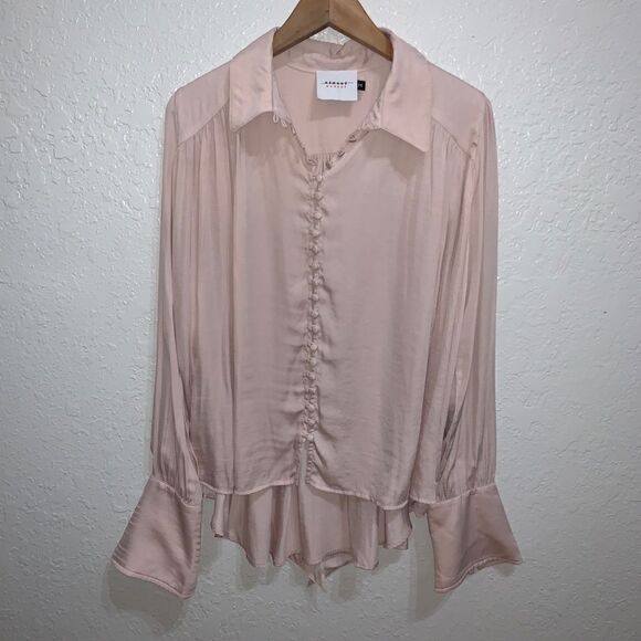 Démodé Marché Blush Long Sleeve Button Blouse - Picture 4 of 8